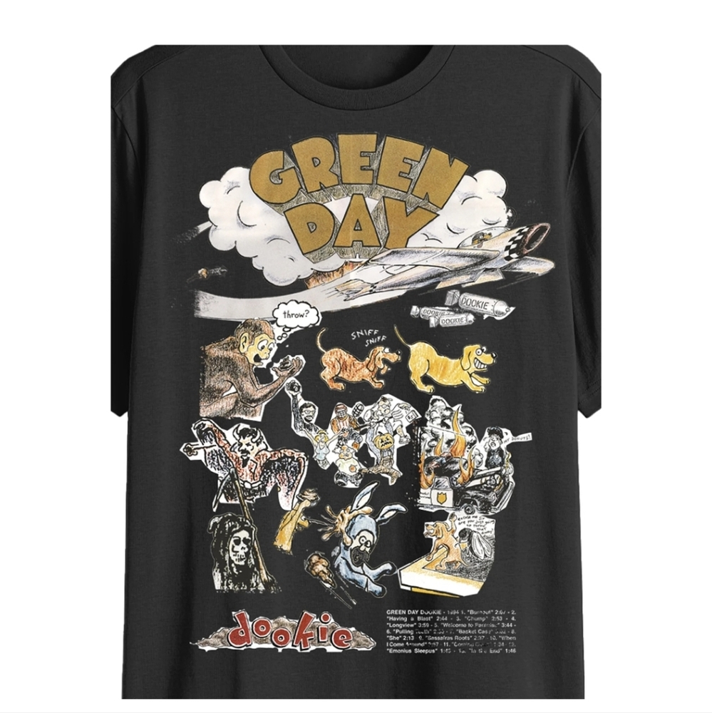 NEW Green Day‎ Dookie Tour Shirt Men’s XXL Black Graphic Band Concert Reprint